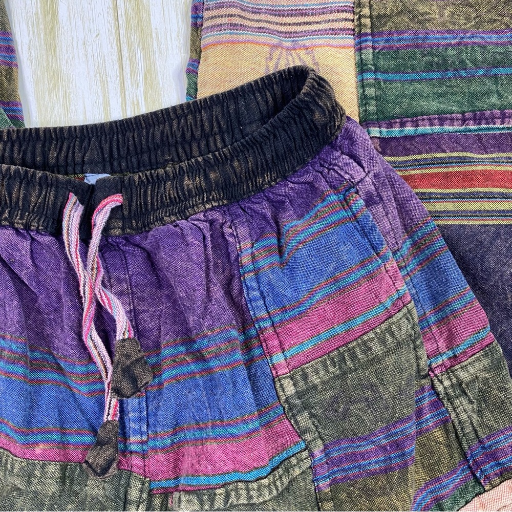 Patchwork Multicolor Pull On Cargo Trouser Pants - image 3